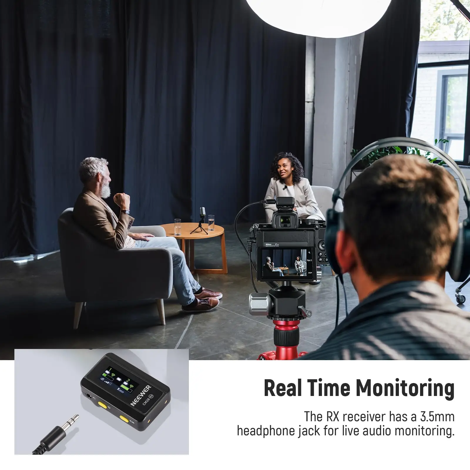 نظام ميكروفون لاسلكي من NEEWER CM28 مع علبة شحن وخاصية إلغاء الضوضاء متوافق مع كاميرا iPhone iPad Android PC