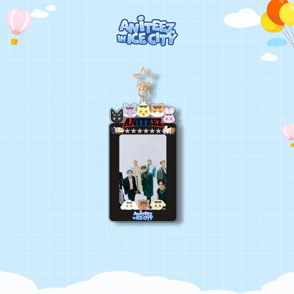 Kpop ATEEZ Card Holder Cartoon Acrylic Keychain Small Storage Pendant Hongjoong Seonghwa Yunho Yeosang San Mingi Wooyou Jongho