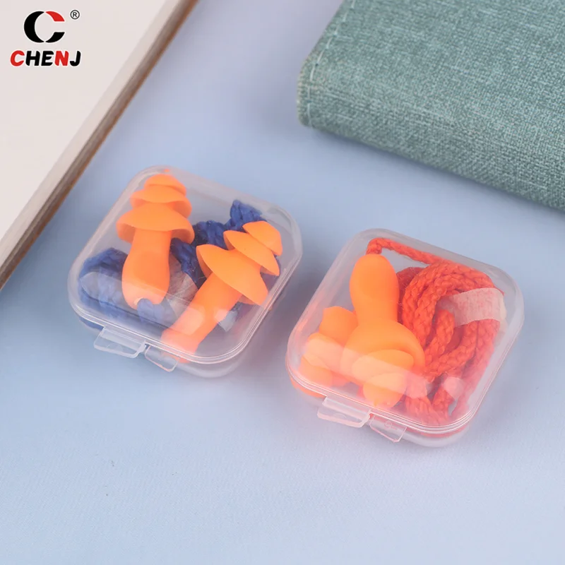 Reusable Soft Silicone Corded Ear Plug Protector Anti-Noise Ear Plug Waterproof Swimming Earplugs Anti Lost Earplug With Rope