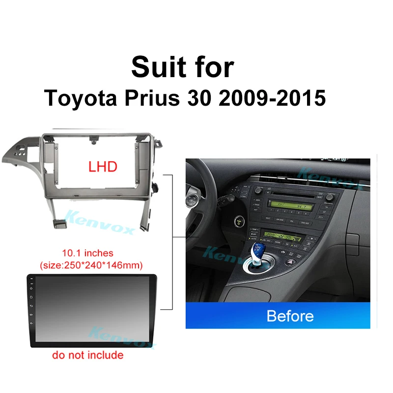 10 Inch Car Fascia Frame Adapter Android Radio Audio Dash Fitting Panel Kit wire harness For Toyota Prius 30 2009 2015