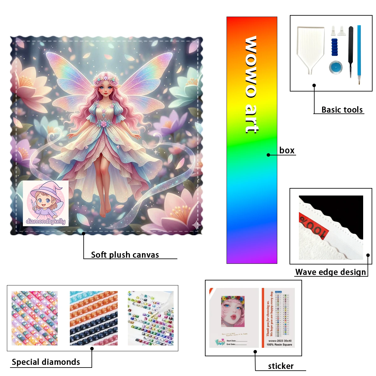 

【kelly Diamond Art】The Butterfly Fairy in the Flower Crystal AB Rhinestone FD Rhinestone Perfect Resin Diamond