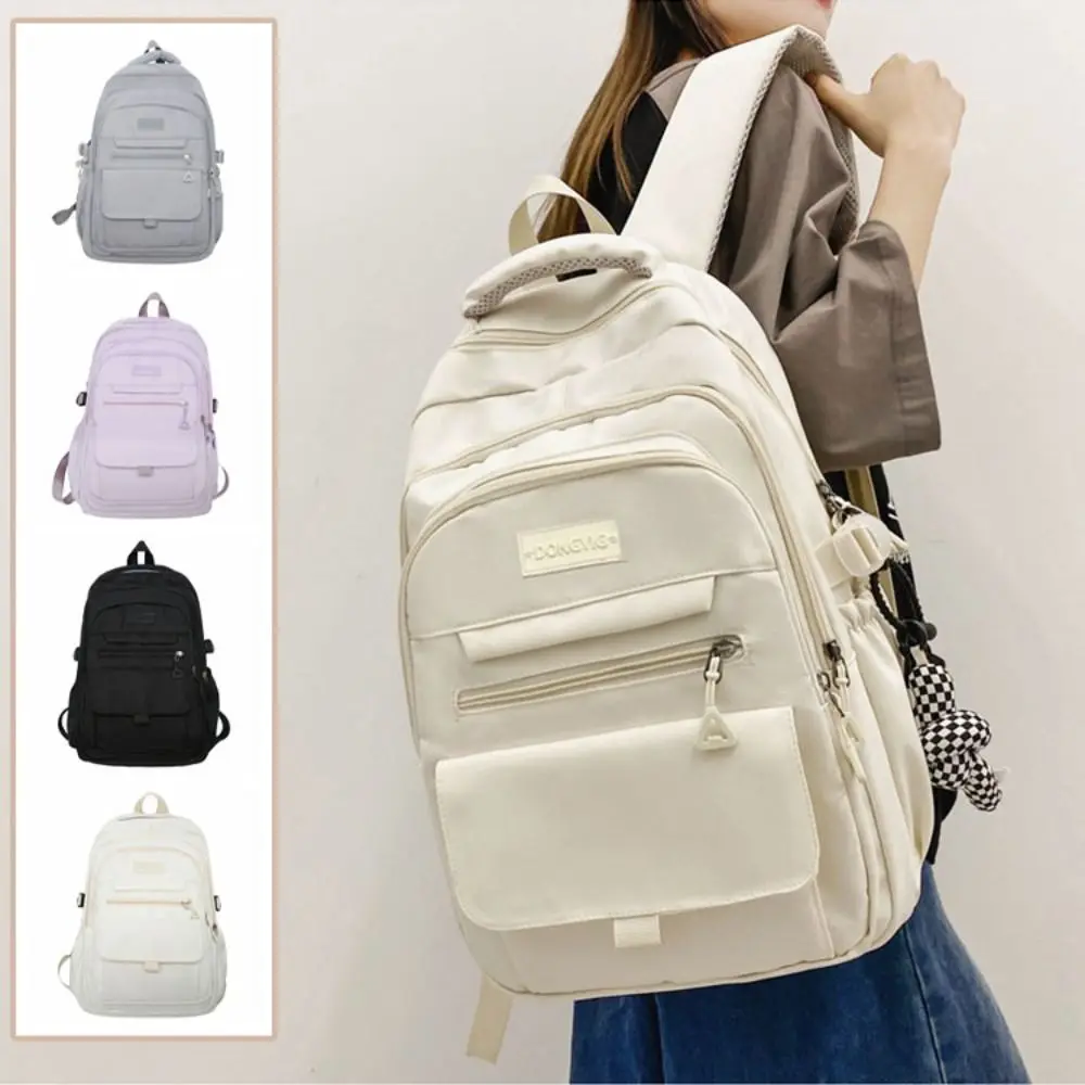 

Удобные корейские простые школьные рюкзаки из водонепроницаемого нейлона, многослойные, большой вместимости, для студенток, подарки