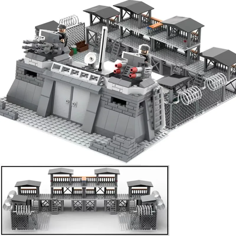 

Battery Fort Guard Tower War scene base Building blocks Military Construction Soldier Figures weapon Blocks Set Bricks Toys