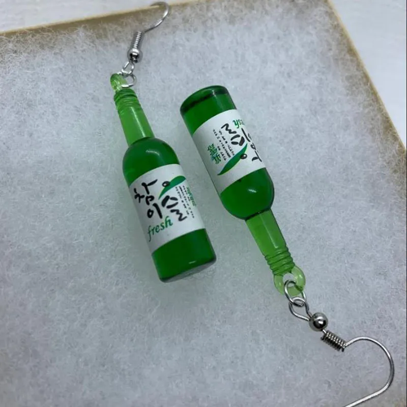 Soju theme Earrings Korean alcohol necklace Handmade