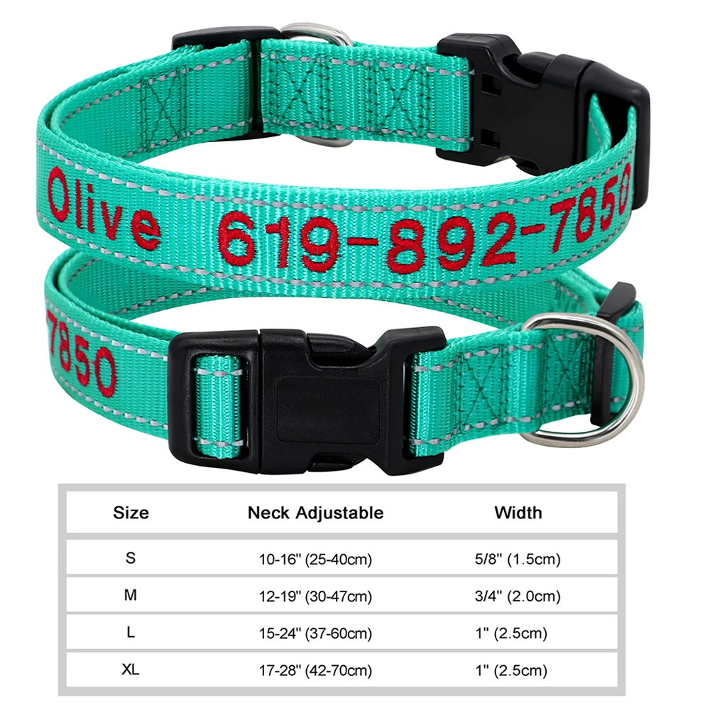 Verstelbare Nylon Geborduurde Halsband Aangepaste ID Naam Accessoires Huisdier Halsbanden Voor Kleine Middelgrote Honden Huisdieren Benodigdheden Perro - afbeelding 1