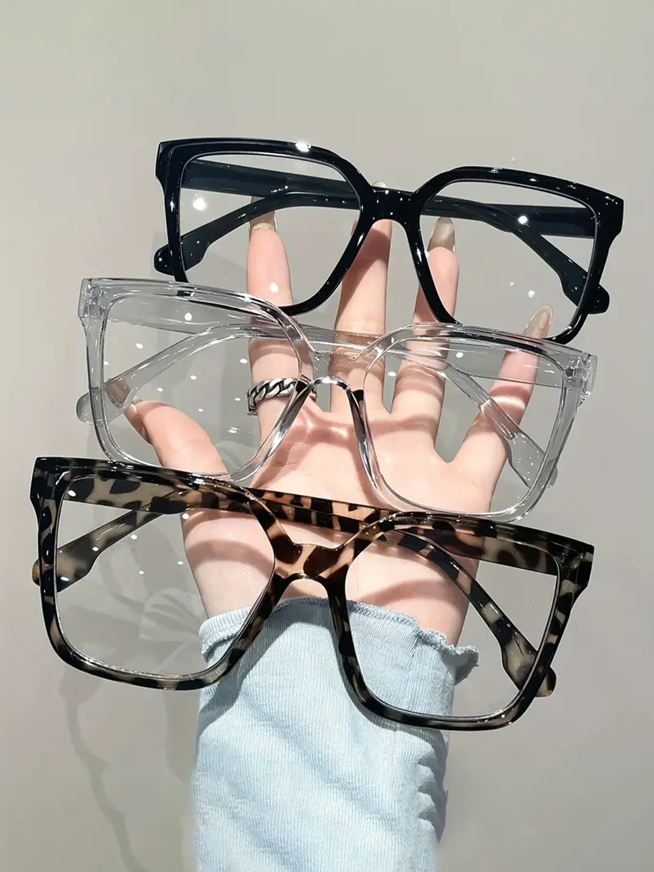 1 Stück/2 Stück/3 Stück/4 Stück elegante, einfache und stilvolle geometrische Brille mit transparenten Gläsern, geeignet für das tägliche Lesen im Büro – Detail 4