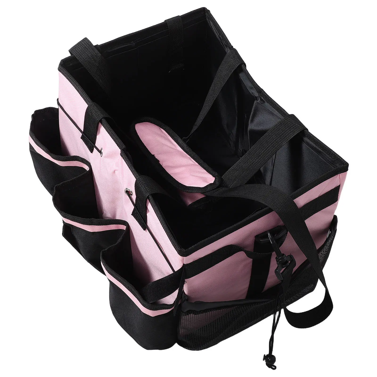 Household Cleaning Tool Organizer Pink Detachable Divider Foldable Large Capacity Tote Portable Supply Bag Kitchen Car Cleaning