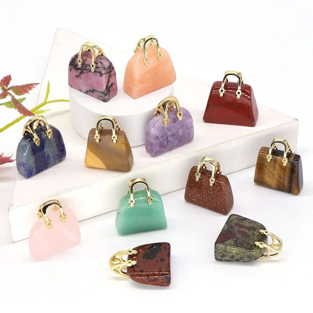 

1" Mini Women Bag Natural Stones Crystal Healing Reiki Quartz Gemstone For Jewelry Pendant Crafts Home Decoration Gift Wholesale