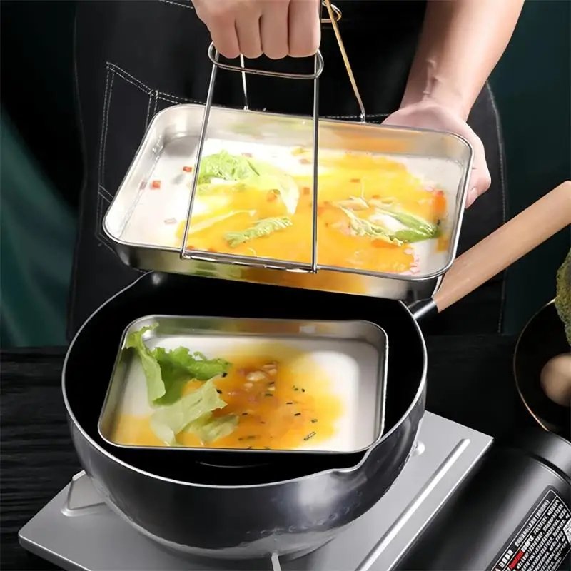 Rectangular Stainless Steel Plate Reusable Stackable Steaming Dish for Wedding Banquet Buffet Home Kitchen Party