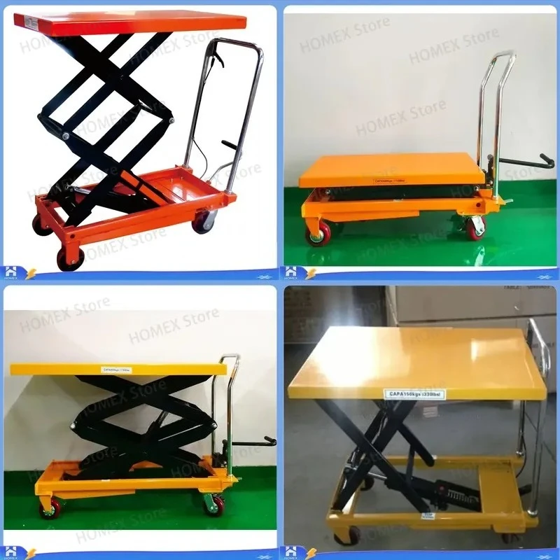 170cm Manual Scissor Lift Trolley 200cm Hydraulic Platform for Baking Dough Tray Oven Feed Mobile Lifting Table Warehouse