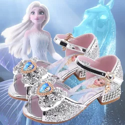 Scarpe da ragazza sandali Frozen Elsa Princess shoes Fashion Little Girls Crystal Shoes bambini sandali con tacco alto sandali da bambina