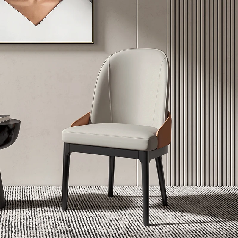 

Wabi-sabi/japandi/nordic Lobby Restaurant Golden Base White Leather Coffee Shop Chair Restaurant Backrest Chairs
