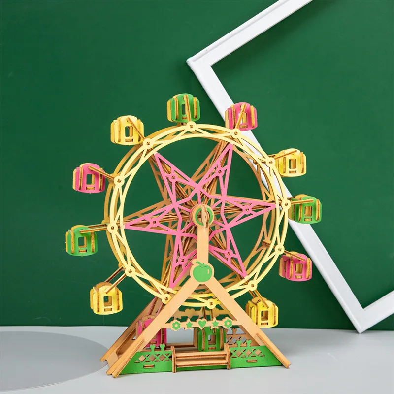 Lucky Ferris Wheel Model Wooden DIY simulation three-dimensional jigsaw puzzle wooden hand-assembled pendants