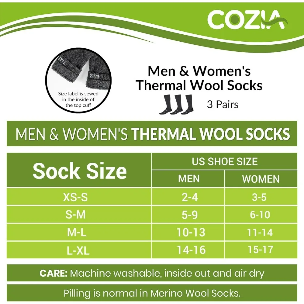 Wool Socks Casual Warm Socks for Winter Cozy Boot Socks for Men & Women