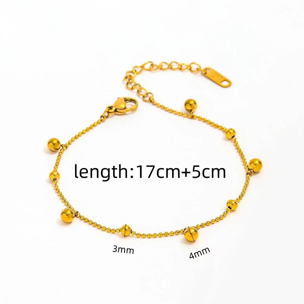 Joolim Jewelry PVD Wholesale Tarnish Free Fashion Simple Basic Smooth Ball Pendant Pave Stainless Steel Bracelet for Women