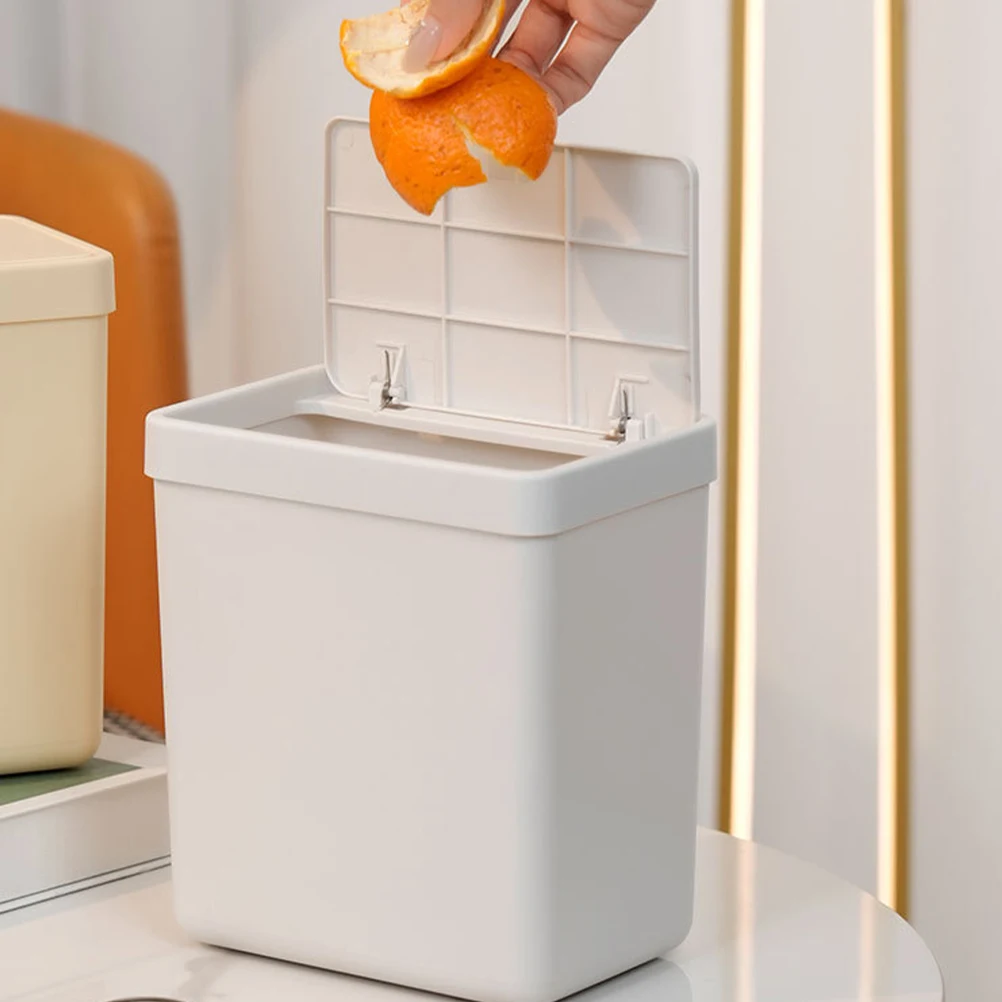 

Small Trash Can Lid for Bathroom Foaming Soap Dispenser Bin Waste Basket Easy Clean Plastic Storage ganizer