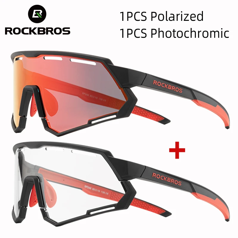 

ROCKBROS 2 Lens Polarized + Photochromic Cycling Glasses UV400 Bike Sunglasses Sports Eyewear MTB Road Goggles Bicycle Glasses