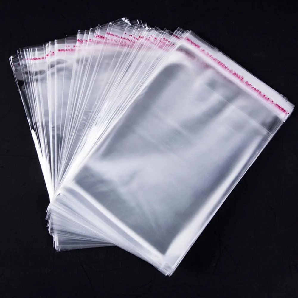 100Pcs Transparent Self-sealing Bags OPP Plastic Cellophane Bag Gift Cookie Candy Bag Pouch Self-adhesive Jewelry Packaging Bags