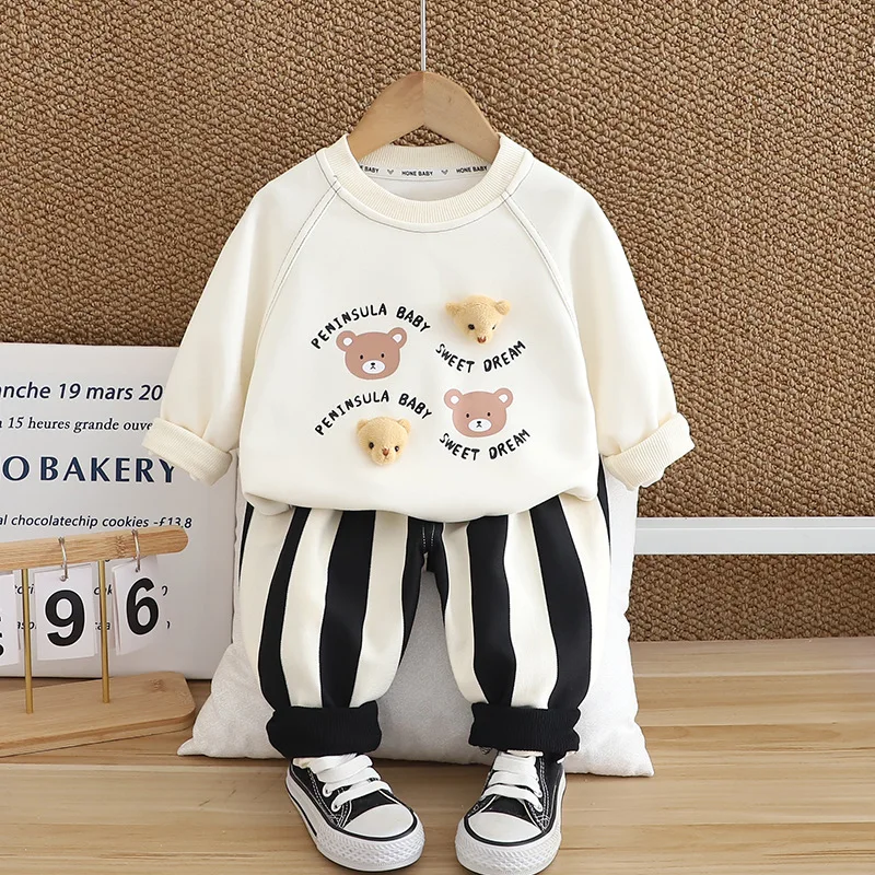 

Toddler Boys Fall Outfits 2024 Autumn Baby Boy Clothes 1 to 5 Year Casual Long Sleeve T-shirts and Pants for Kids Girls Suit Set