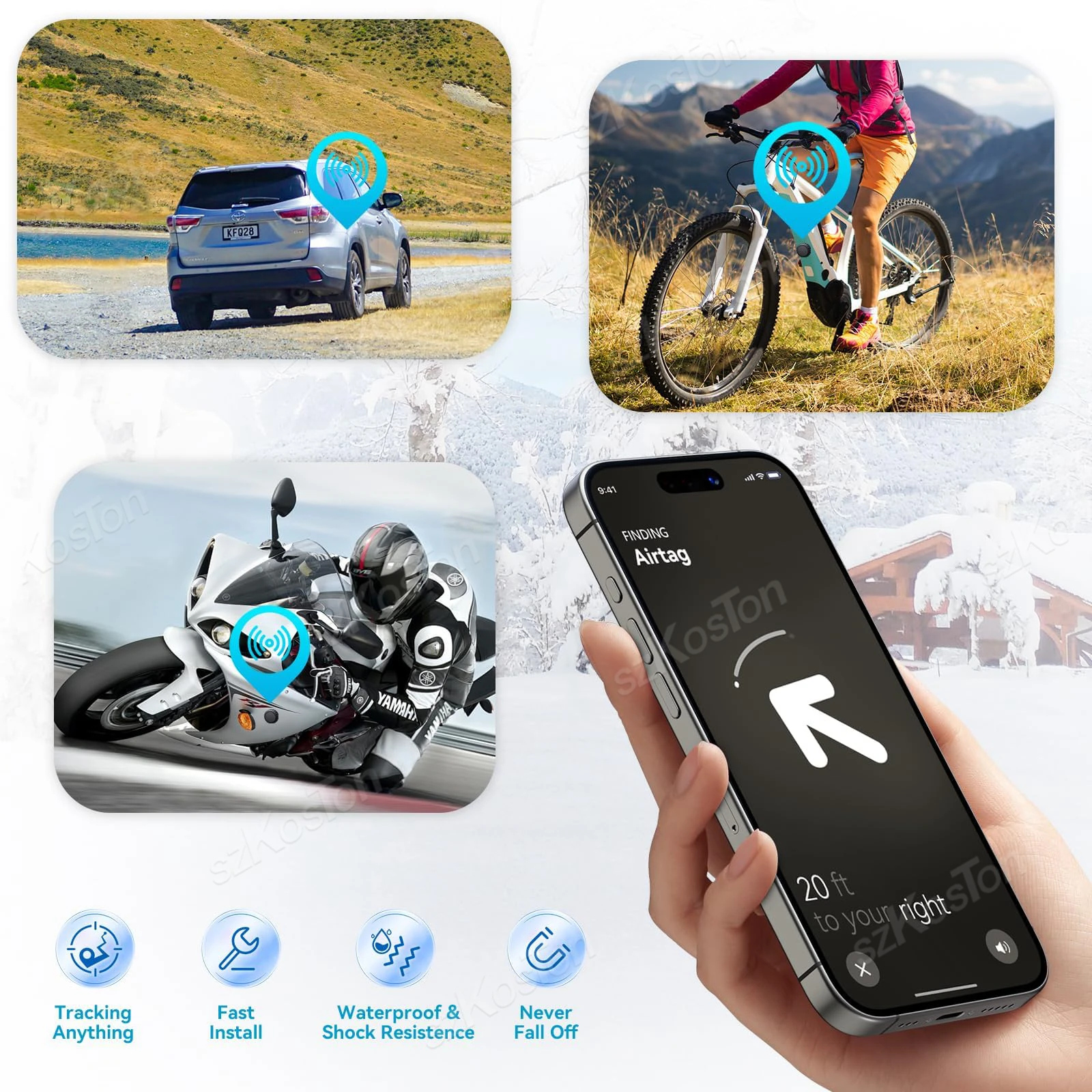 حافظة مغناطيسية قوية للغاية لسيارة AirTag Bike، حامل جهاز تعقب GPS مخفي، غطاء حماية مقاوم للماء ومضاد للصدمات لعلامة الهواء #2