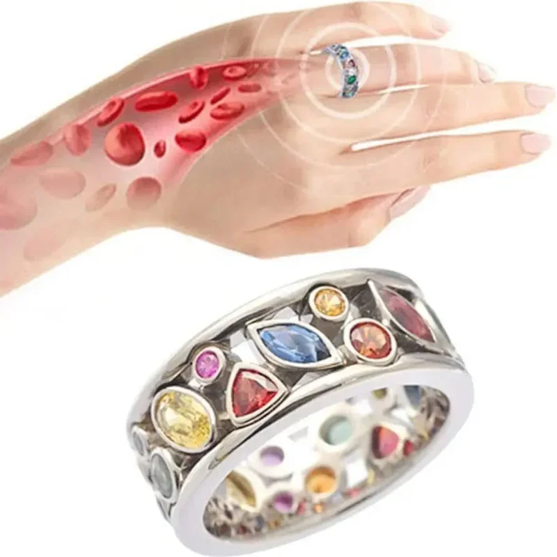 Fashion Crystal Quartz Ionix Ring  Therapy    For Weight Loss Lymph Drainage Magnetic   Women