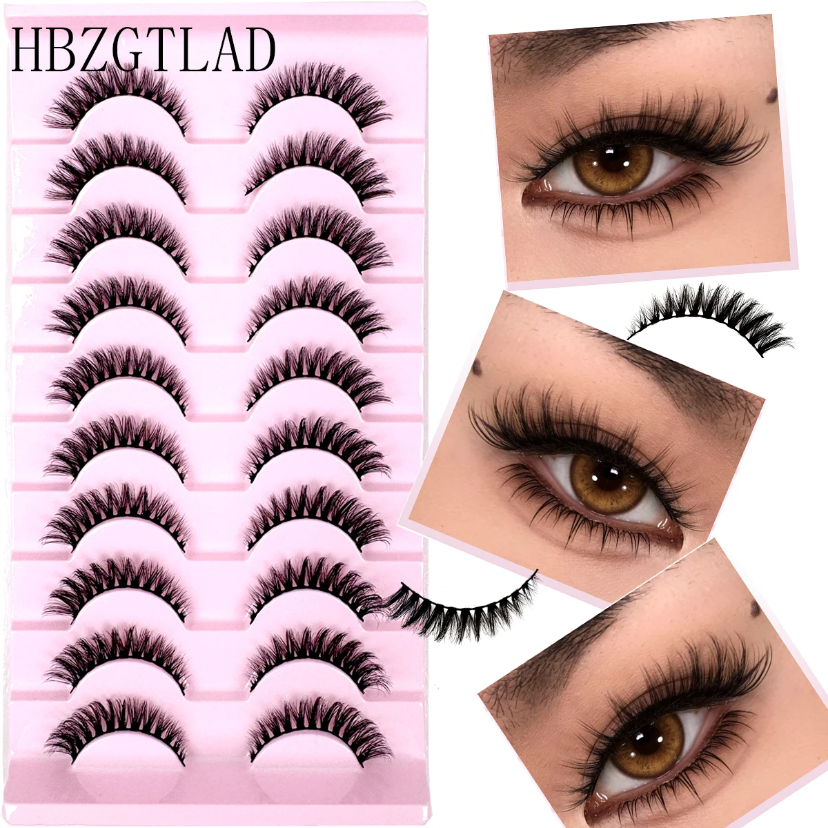 HBZGTLAD 10 paires de Faux cils en vison Faux oeil de chat faux cils 3D naturels longs Faux cils Extension de cils doux et moelleux