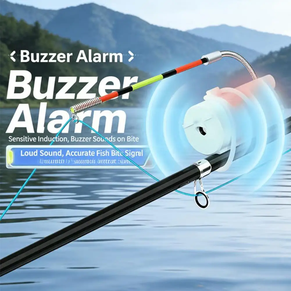 Alarma de Pesca con Flotador, Zumbador y Luz LED, Alerta Sensible a la Picada del Pez para Caña de Pescar, Ajuste Automático, Anti-Picada Falsa, Herramienta de Pesca