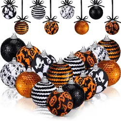 Halloween Ornaments Tree Decorations Indoor, 16ct 2 Inch Shatterproof Decorative Hanging Ball Ornaments Set for Tree