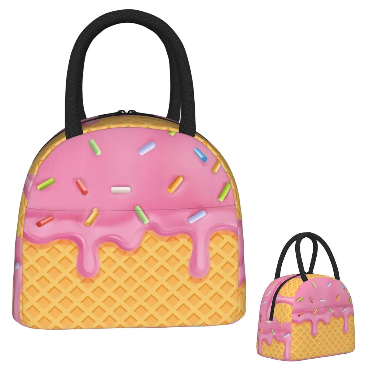 

Strawberry Ice Cream Insulated Lunch Bag for Women Kids Leakproof Food Boxes Thermal Lunch Box Tote