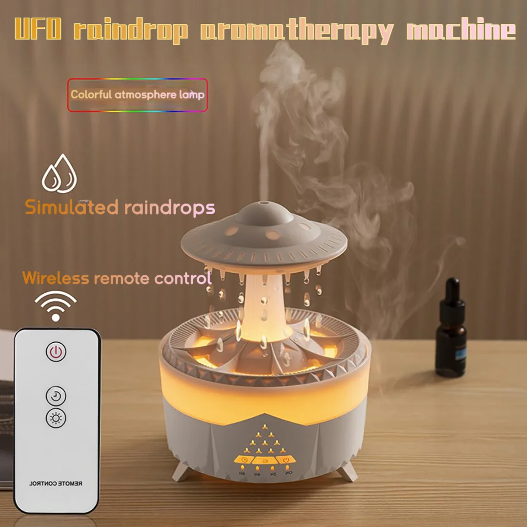 

Настольный увлажнитель Cloud Raindrop, тихий портативный мини-распылитель для домашнего использования, большой выход тумана, НЛО, 7-цветный диффузор для ароматерапии