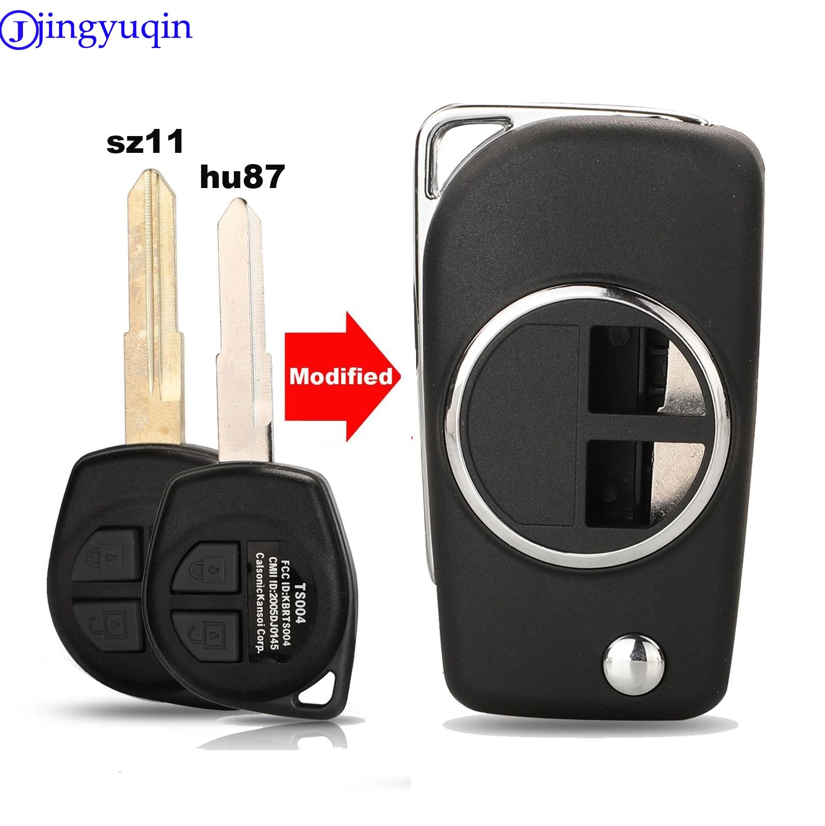 

jingyuqin Remote Modified 2 BTN Flip Folding Car Key Case Shell For SUZUKI SWIFT SX4 ALTO VITARA IGNIS JIMNY Splash