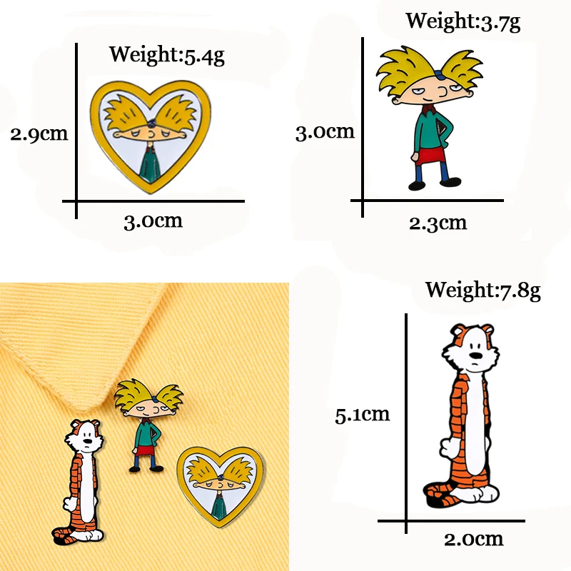 Cartoon Anime Pins Tiger Arnold Cool Boy Enamel Brooches Funny TV Show Pin Badge Clothes Lapel Jewelry Gift For Children Friends