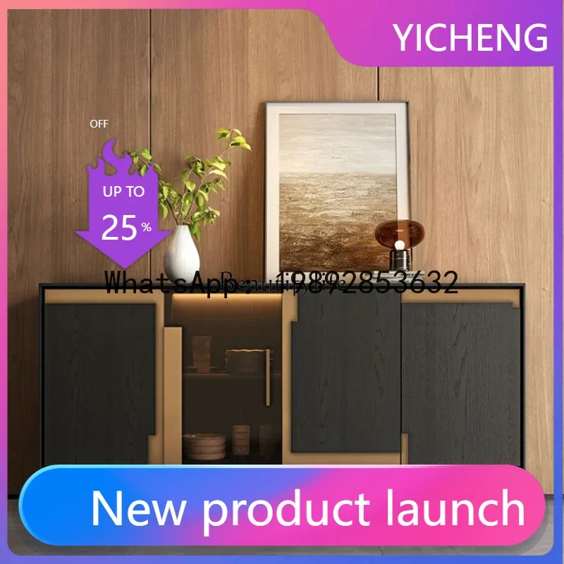 

QQ 1L*Medieval solid wood Nordic entrance glass door simple storage against the wall side cabinet