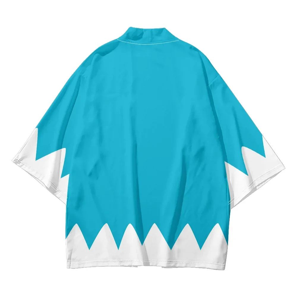 Harajuku Haori الصيف كيمونو الشارع الشهير أزياء الأزرق الأبيض طباعة زي اليابانية الرجال كيمونو يوكاتا