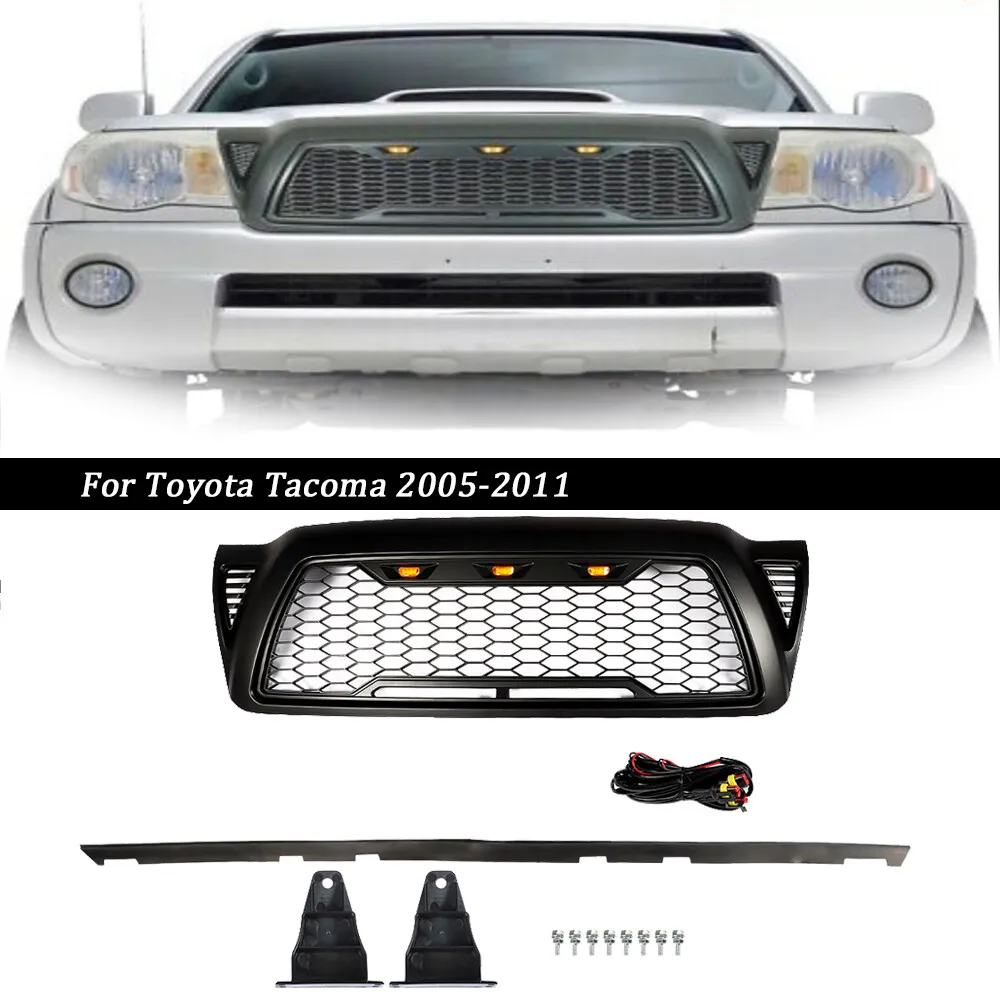 

Black Plastic For Toyota Tacoma 2005-2011 Front Grille Bumper Hood Mesh Grill