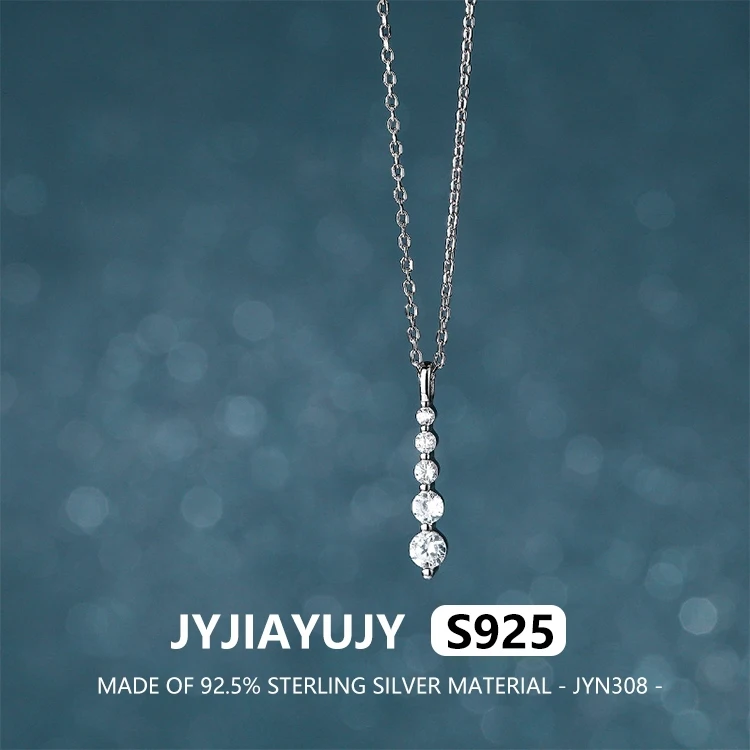 

JYJIAYUJY 100% Whole Original Sterling Silver S925 Pendant Necklace In Stock Long Strip Zirconium Fashion Daily Wear JYN308