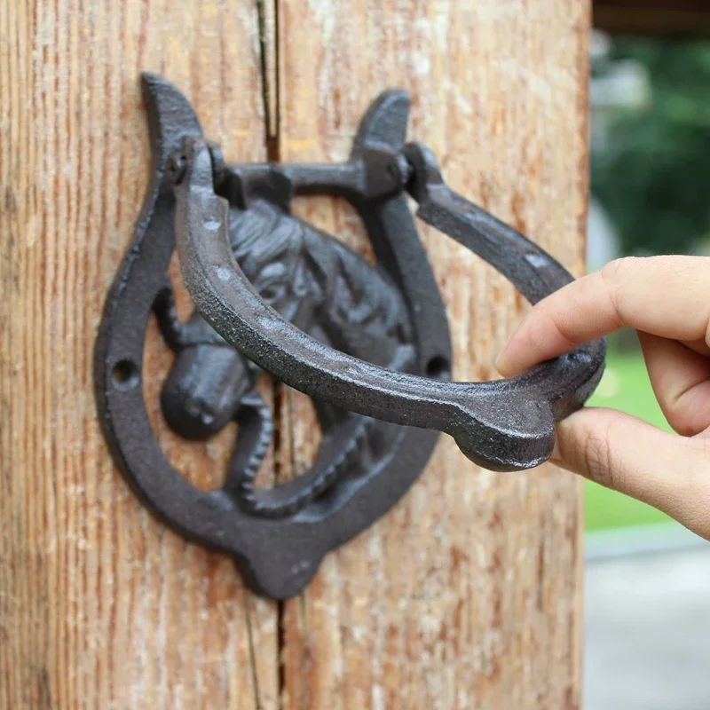 Vintage kołatka żeliwna sowa dekoracyjne Doorknocker drzwi z kutego żelaza uchwyt zatrzask antyczne bramy ozdobny ptak Home Office