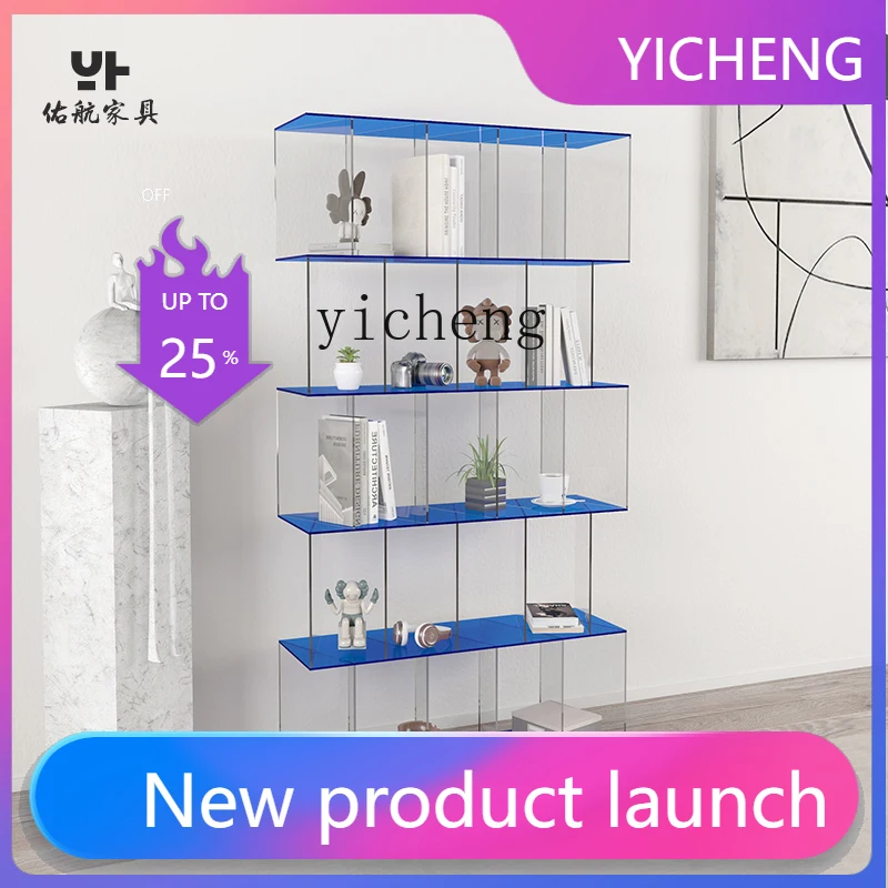 

LYY simple acrylic transparent inclined creative bookshelf storage floor rack free installation