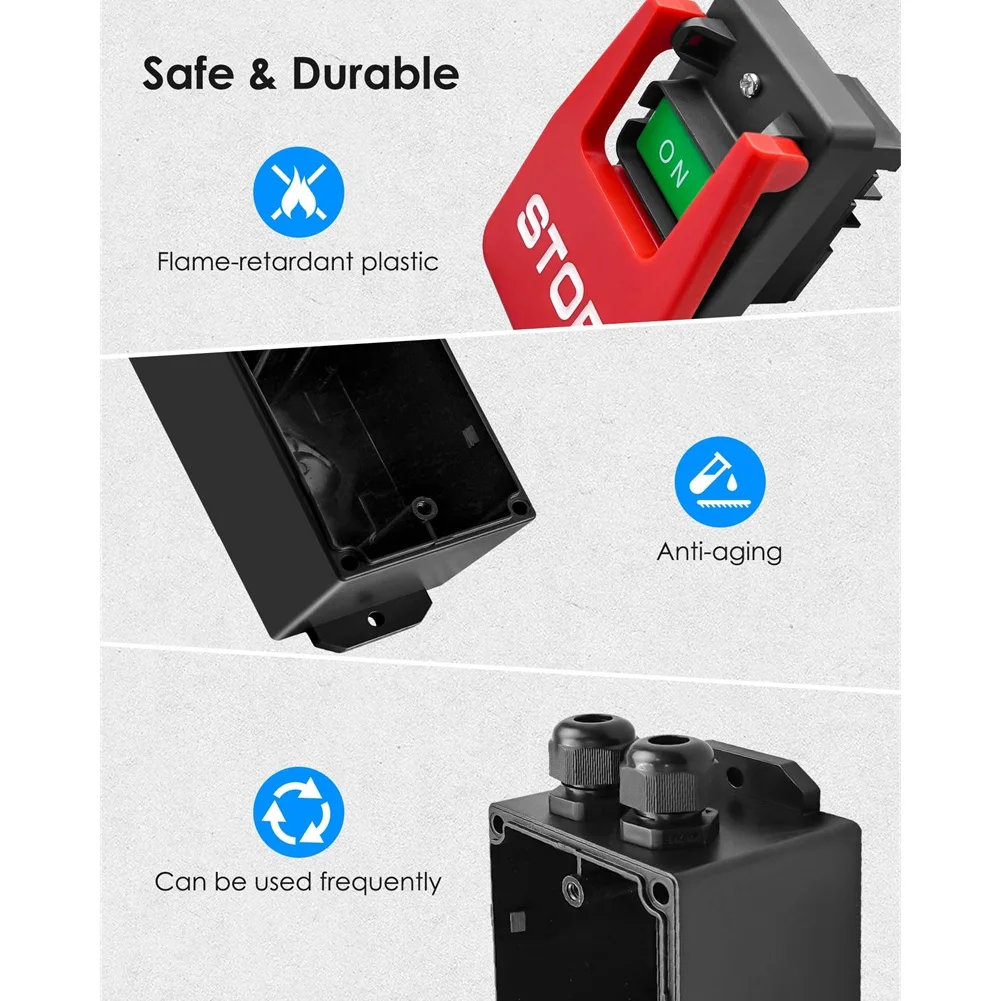 

AT16 120V/220V/380V Dual Voltage Paddle Switch with Deep Switch Box, for Table Saw Drill, Use for Power Tools Fast Power Off
