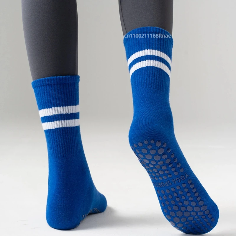 Женские танцевальные носки в сочетании с противоскользящей силиконовой средней подошвой, спортивные хлопковые носки, подходят для фитнеса и танцев в помещении