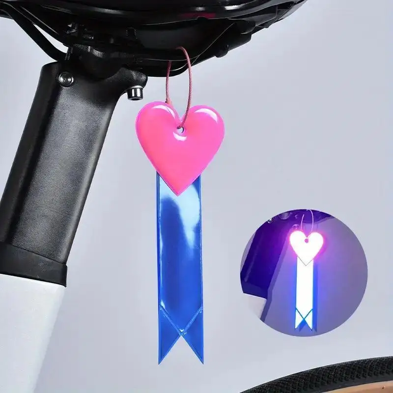 1Pc Heart PVC Bicycle  Reflector High Visibility Rear Light for Night Cycling Backpack Helmet
