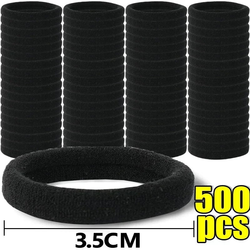 500PCS Black Basic Hair Bands for Women and Girls