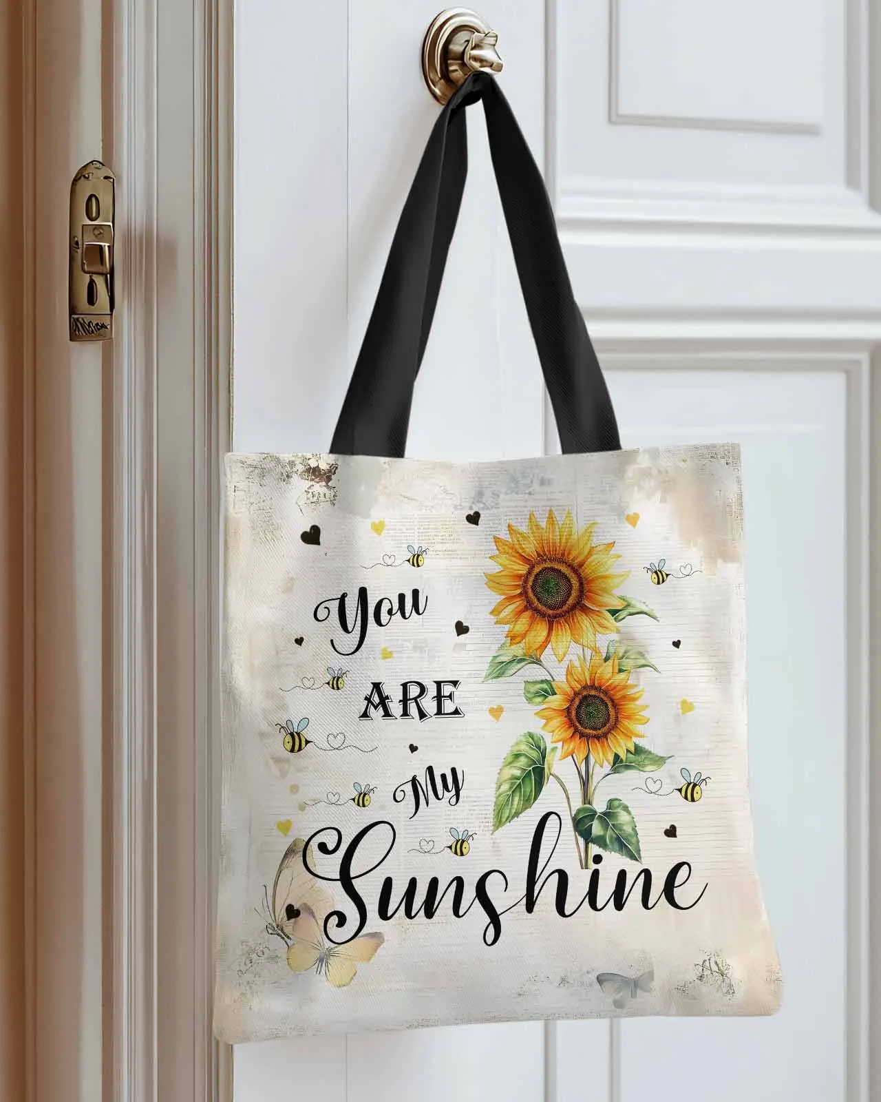 

You Are My Sunshine Plant Canvas Bag Handbag Oxford Cloth Eco Shopping Storage Bag for Home Use