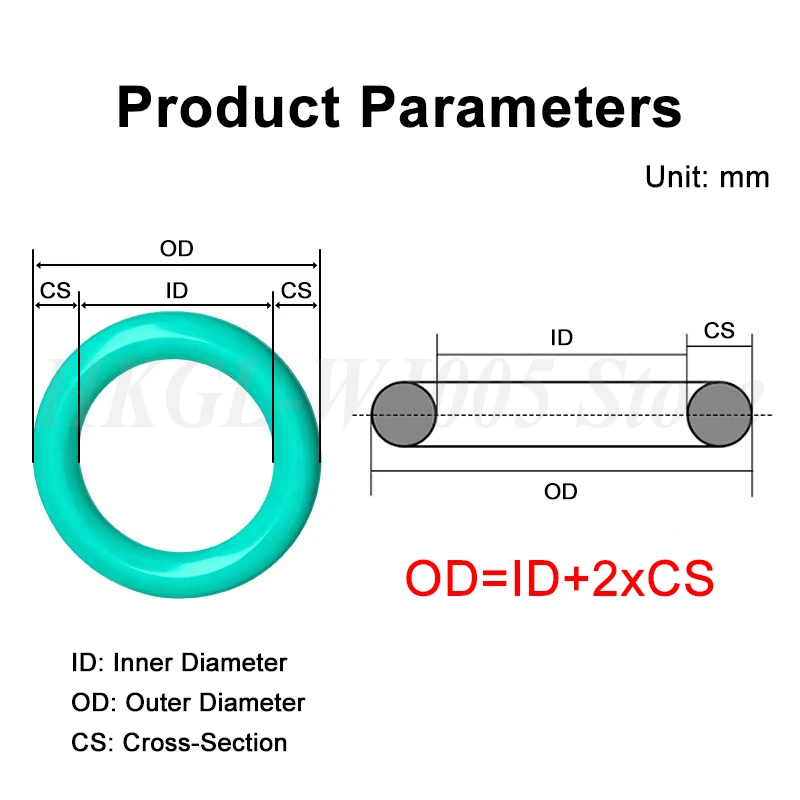 Green FKM O-ring CS 4.5mm Fluororubber Sealing Gasket High Temperature/Oil Resistance Sealing Ring OD 16-495mm