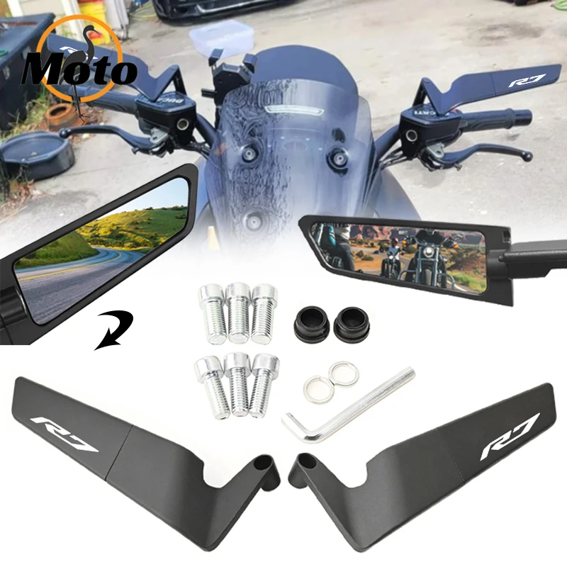 

For Yamaha YZF R7 YZFR7 2021 2022 Motorcycle Accessories Mirrors Stealth Winglets Mirror Kits To Rotate Adjustable Mirrors