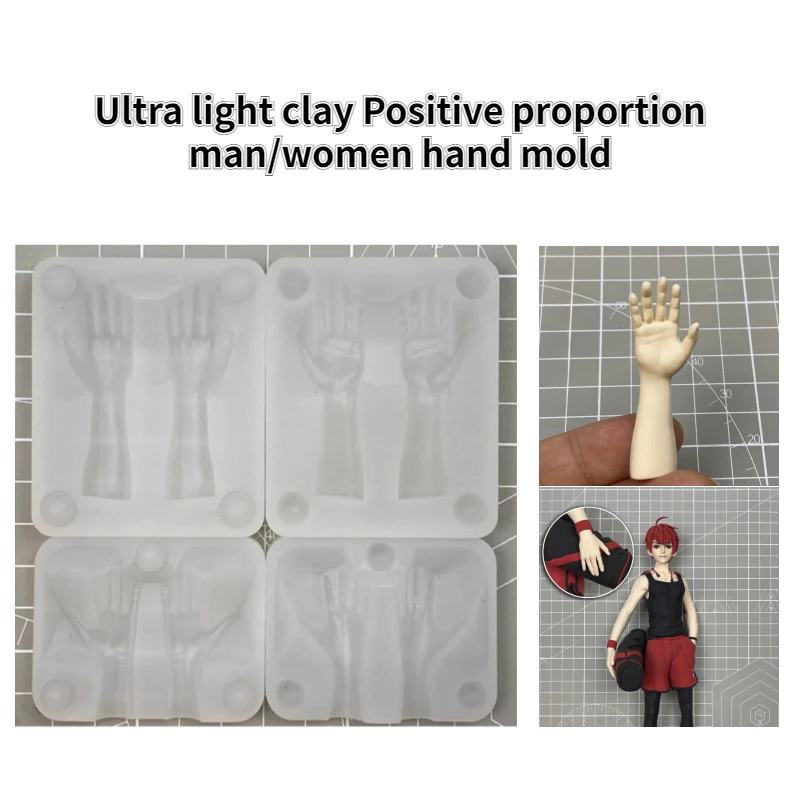 Super Light Clay Positive Proportion Man/women Silicone Hand Mold DIY Pottery Manual Doll /Anime Figure Sculpture Molding Tools