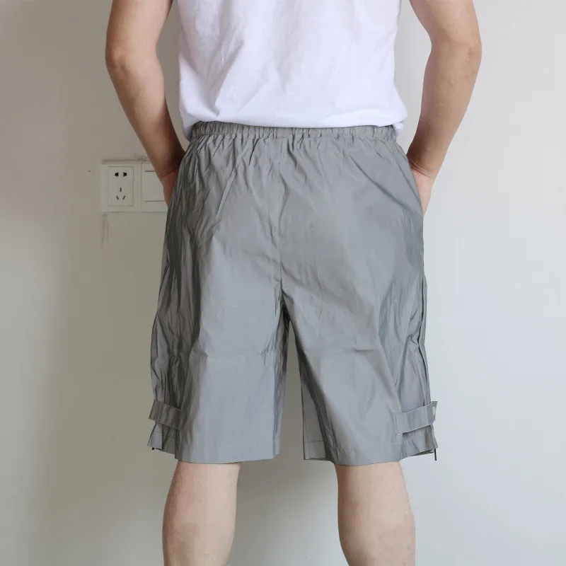 ‌ Pantalones cortos de carga tácticos para hombre, ropa de calle con bolsillos reflectantes con cremallera, estilo Hip Hop, holgado hasta la rodilla, ropa informal para deportes al aire libre, verano