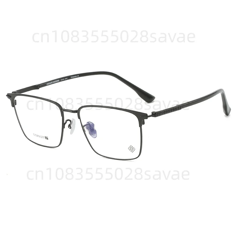 Ultra-light business half frame can be equipped with anti-fog and anti-blue light retro pure titanium high-end glasses frame