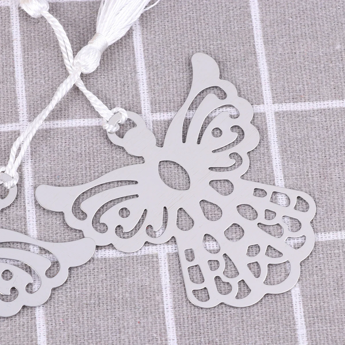 

6pcs Metal Bookmarks Silver Angel Shape Bookmark For Books Inspirational Gift Tassel Ribbon Decor Favor Set Of 6