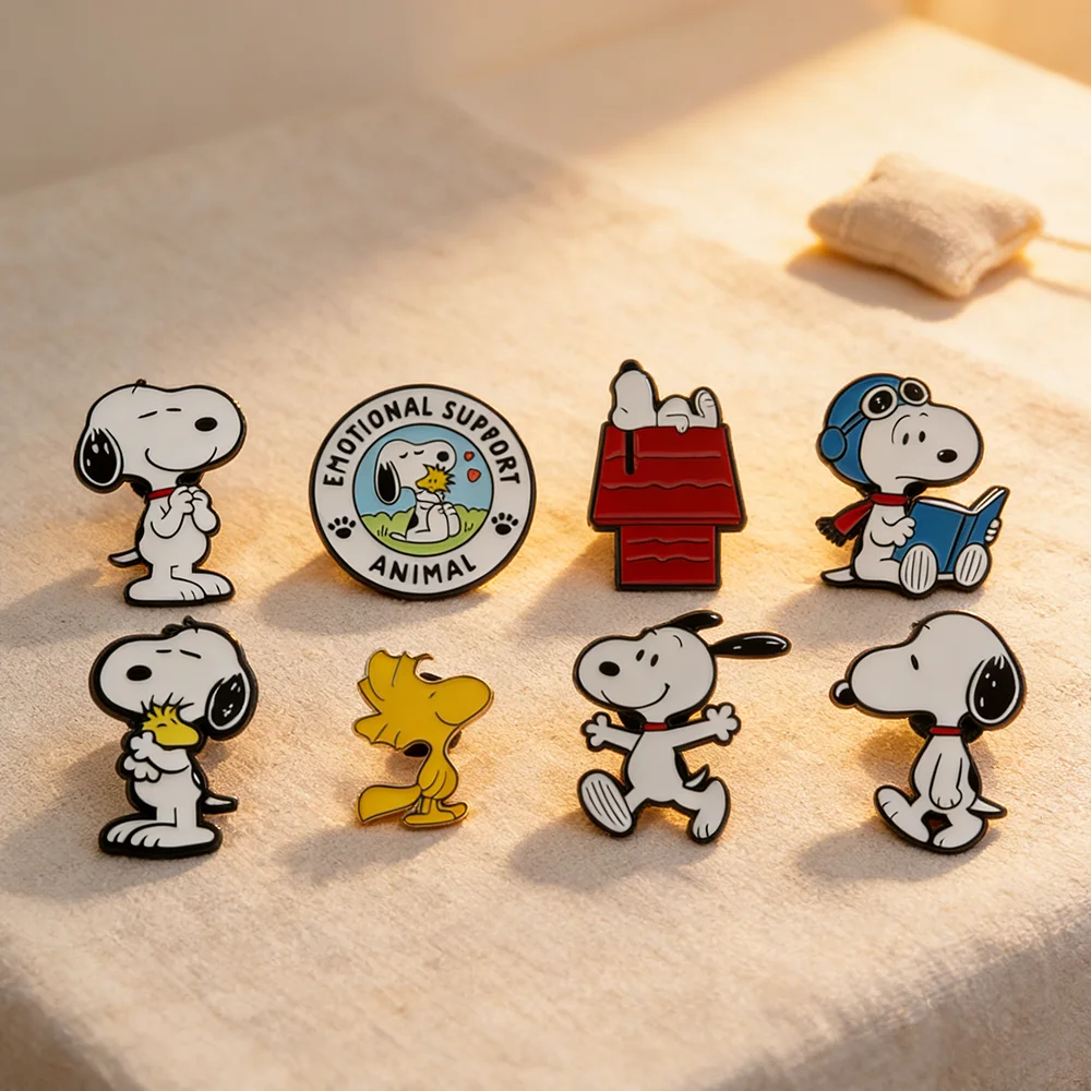 Cute Snoopy & Woodstock Enamel Brooch Pin Cartoon Lapel Badge for Backpack Denim Clothes Decor Ideal Gift for Kids